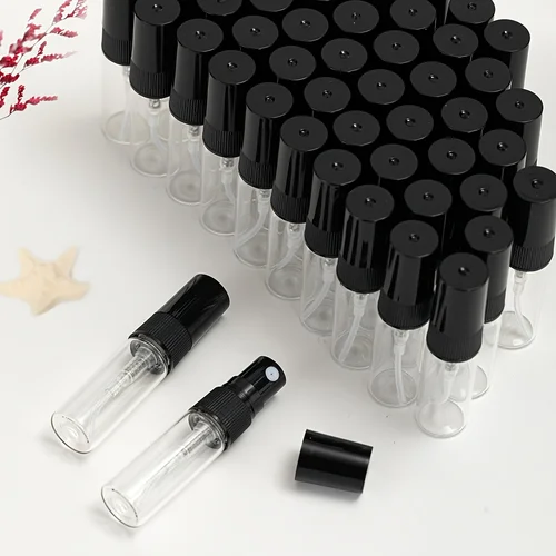 Imagen 2 del producto 50 Uds 6 accesorios botella de perfume de vidrio transparente, botella de spray recargable, 0,07 oz, 0,1 oz, 0,17 oz, 0,34 oz
