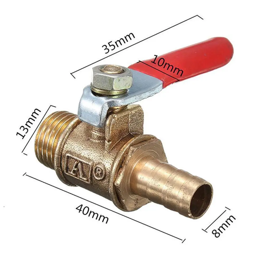 Red Handle Male Threaded Piping System 8mm Motorized Ball Valve Pipe Ball Valve 1/4\'\' Brass Ball Valve