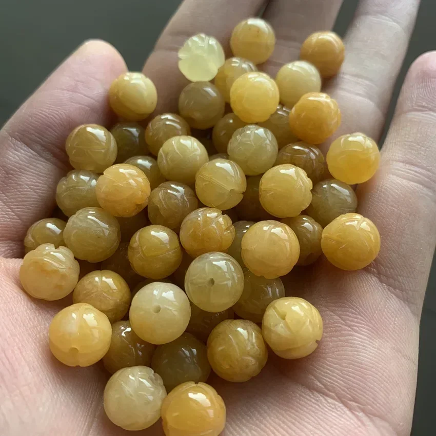 

Raw Stone Polishing Topaz Lotus Beads for DIY Bracelet Necklace Making Loose Beads in Yellow and Gold for Crafting 10pcs/pack