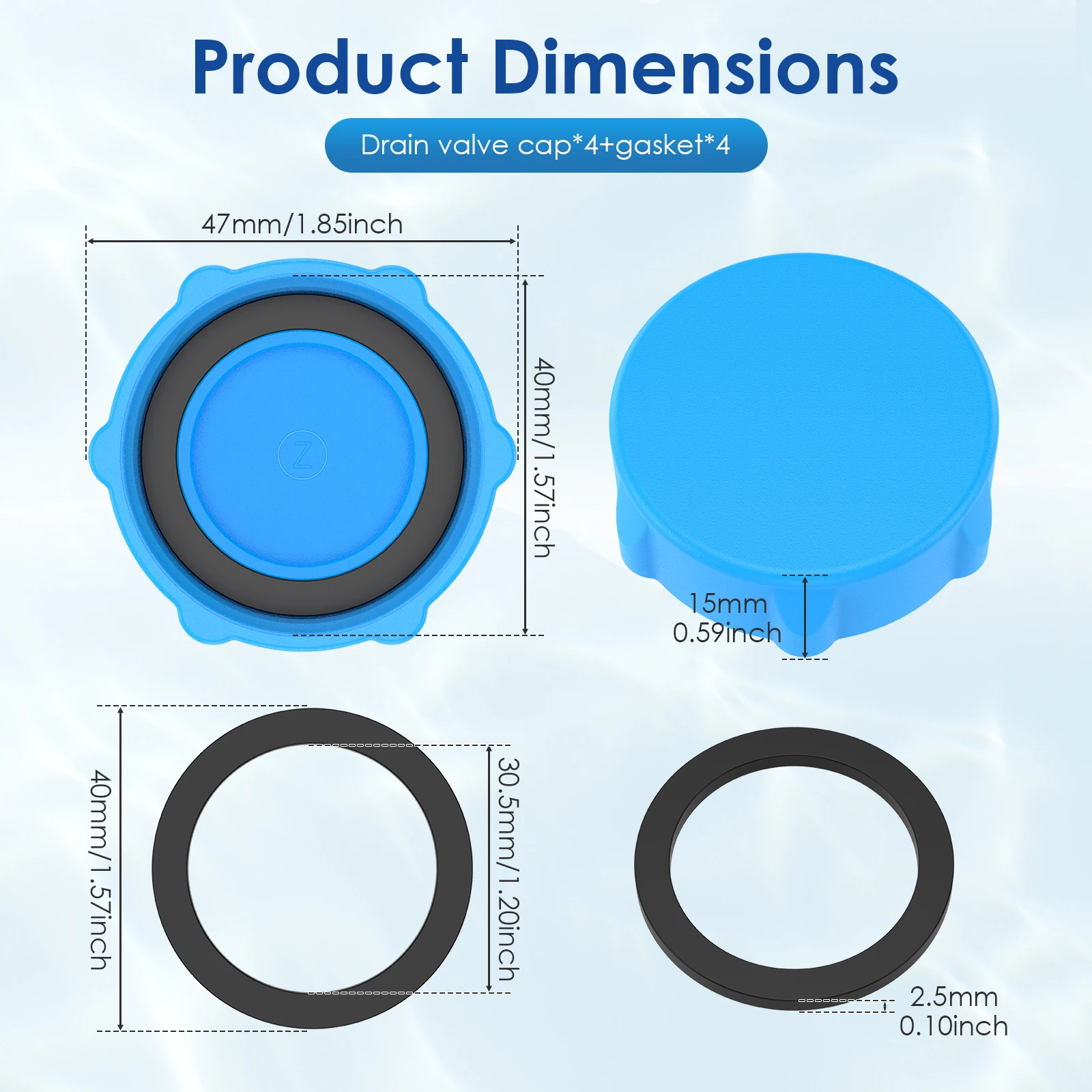 4/2pcs Pool Drain Valve Cap Replacement for P6H1158 2 Pack Leak Proof Thickened Plastic Threaded Water Stopper Cover For P01006