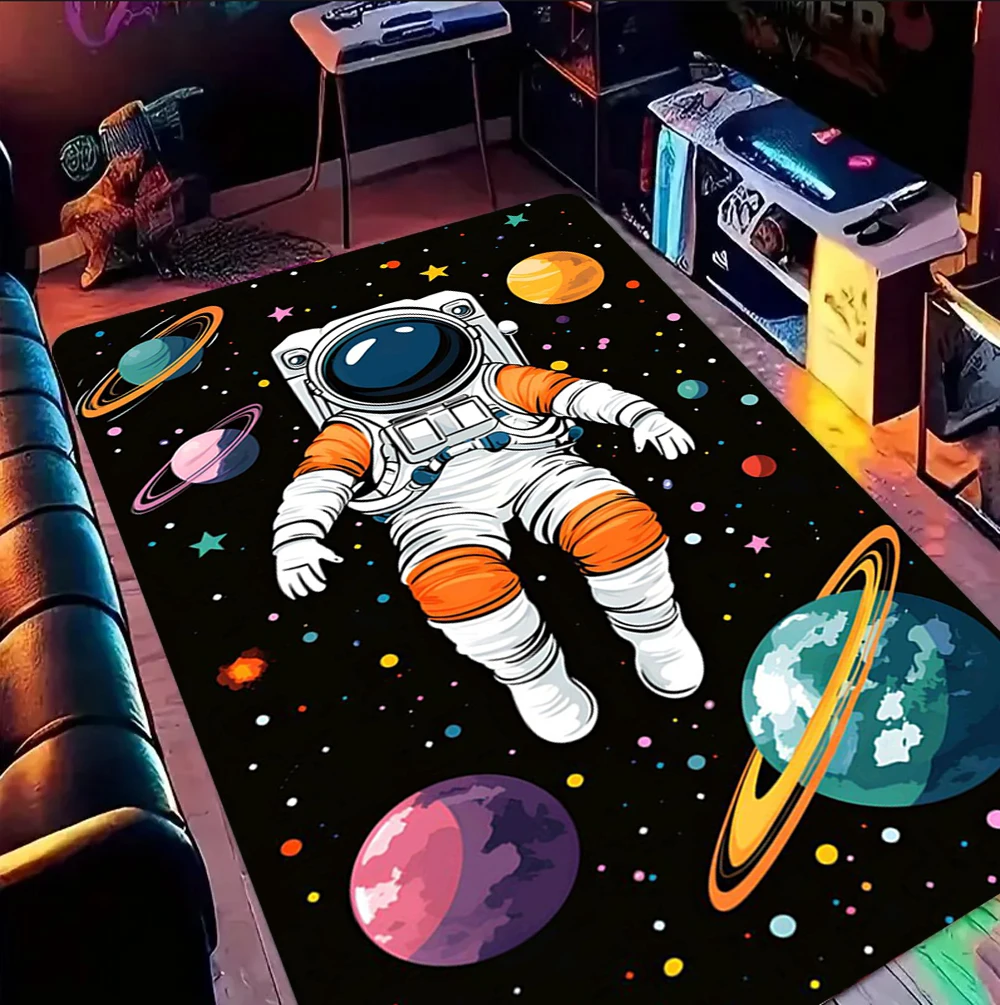 Kids Outdoor Lounge - Kolorowy dywan z motywem pływającego astronauty,