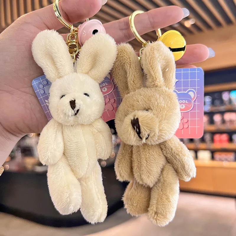 Cute Joints Rabbit Plush Toys Pendant Keychain Cartoon Soft Animal Joints Bear Doll Couple Bag Accessories Children's Kids Gifts