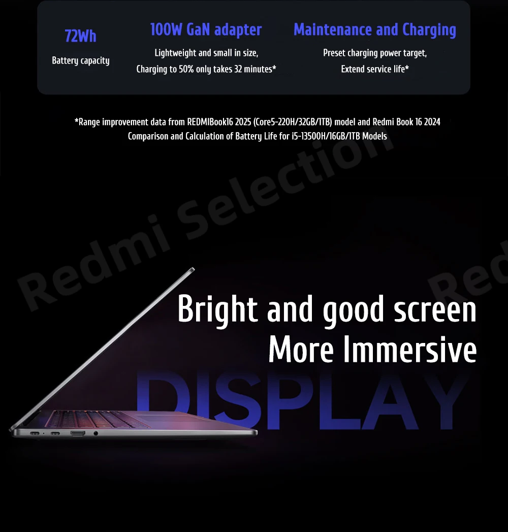 Xiaomi REDMI Book 16 Laptop Intel Core 5 220H/125H Intel Graphics 16G/32G RAM 1TB SSD 16-inch 2.5K Screen Notebook PC