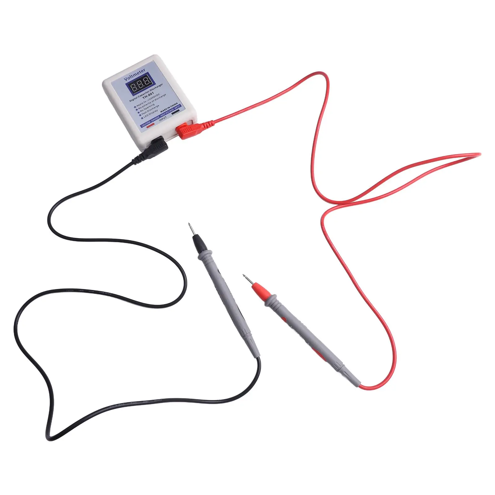 YMC-02 é uma pequena ferramenta de descarga de capacitor com voltímetro DC que pode exibir valores de tensão CA e CC ///////////////