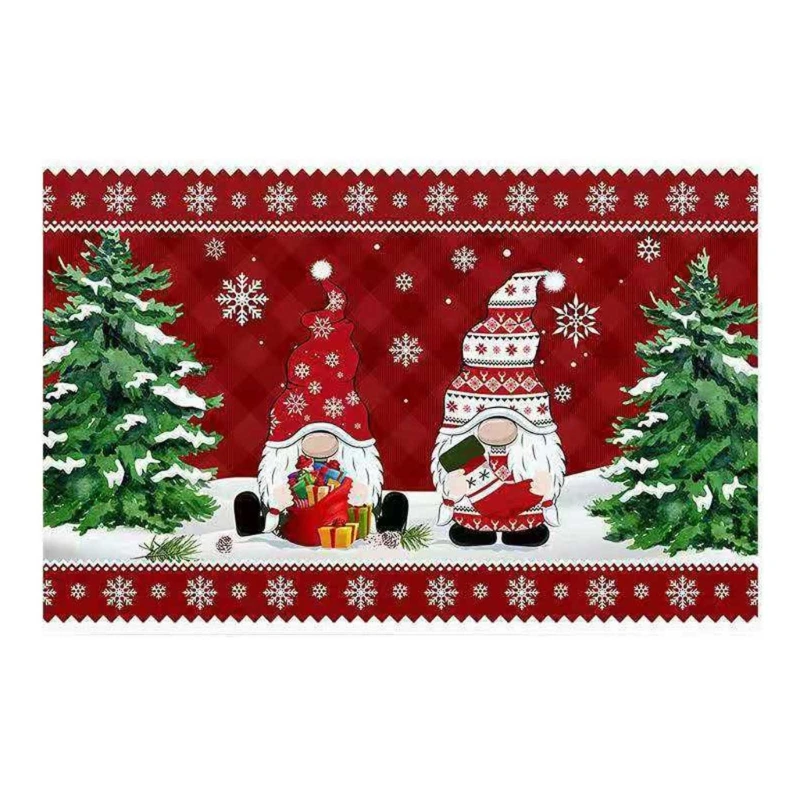 New Christmas Gnome Floor Mat Xmas Tree Gnome Colorful Party Kitchen Entrance Decor