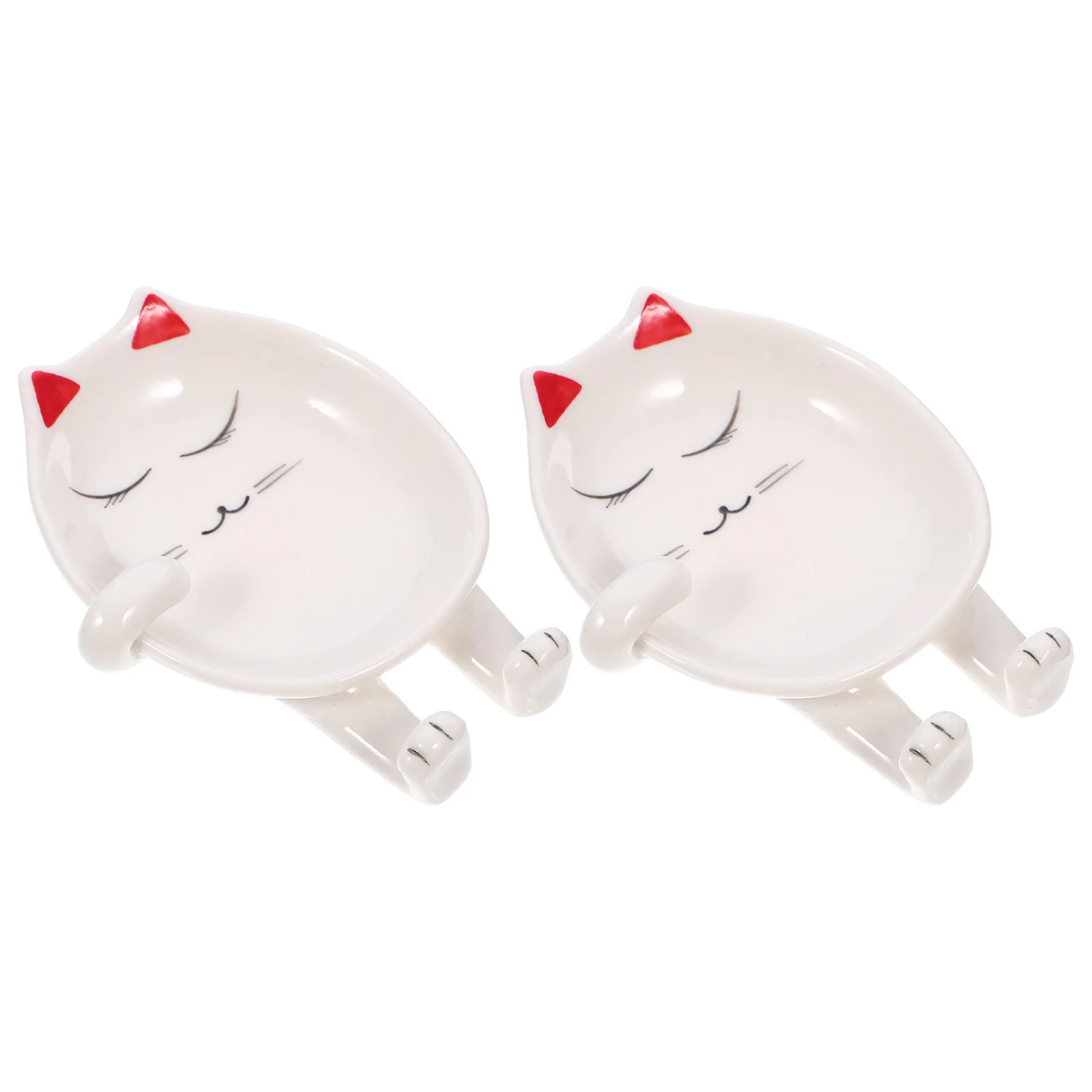 

2Pcs Cartoon Ceramic Spoon Rest Multifunctional Cooking Utensil Holder Heat Resistant Kitchen Accessories Compact Scoop Rack