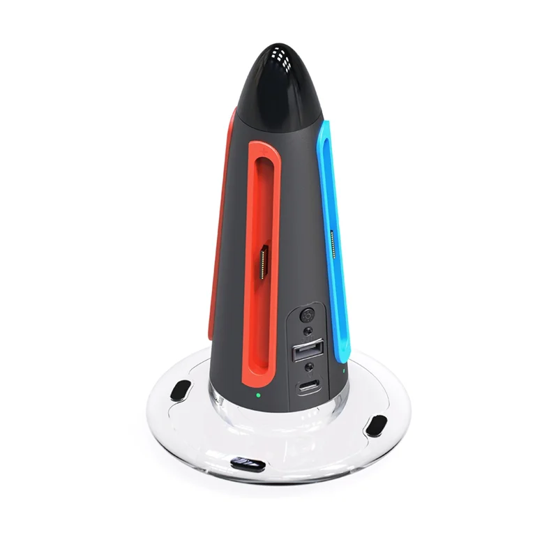 【인기 상품】스위치 2용 4 in 1 충전 거치대 (좌우 핸들 포함) 휴대용 원형 충전 거치대 RGB Li 포함