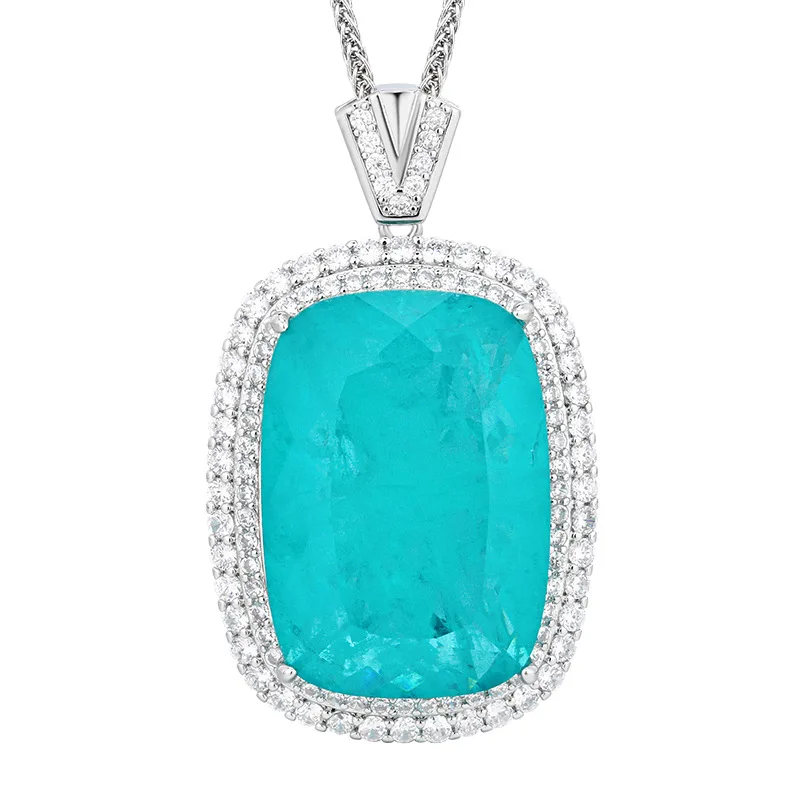 Jewelry Gold-Plated European and American Emerald Pendant Necklace Stone 20*28