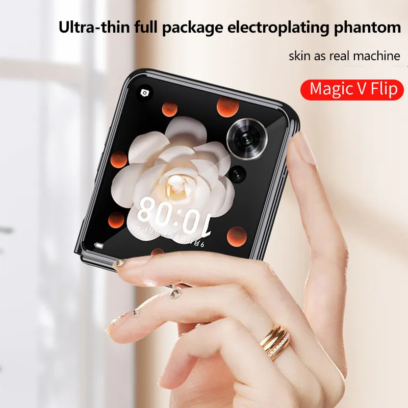 Magnetic Folding Electroplating Phantom Clear Phone Case For Honor Magic V Flip Full Protective Cover