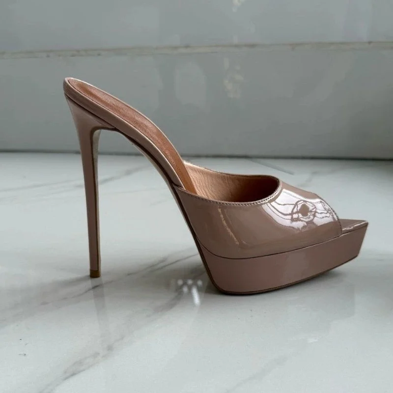 

Pointed Stiletto High Heel Platform Slippers Women Fashion Sandals Luxury Color Blocked Thin Heel Shoes Beige White Red Color