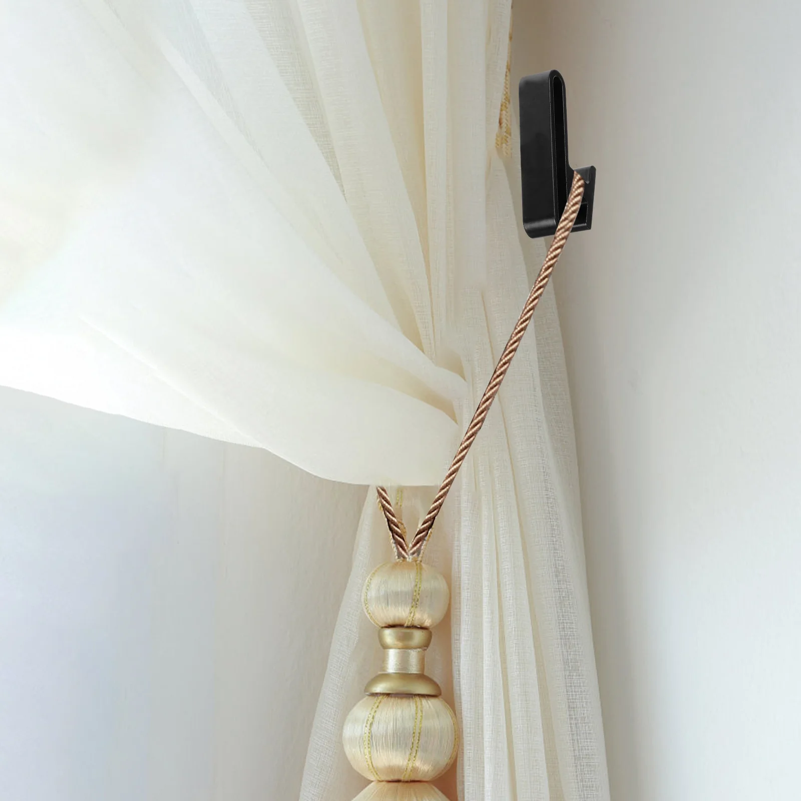 

2Pcs Curtain Cord Hooks Strong Wall Mount Blind Cord Holder Zinc Alloy Rust Resistant for Home Office Window Decoration