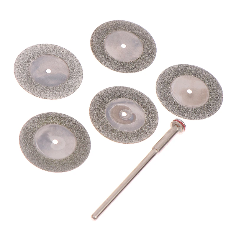 Ferramenta de corte dupla face Grit Disco, Dental Lab Diamond Discs, diâmetro 22mm, espessura 0.25mm, 1 Mandris, 5Pcs, Set