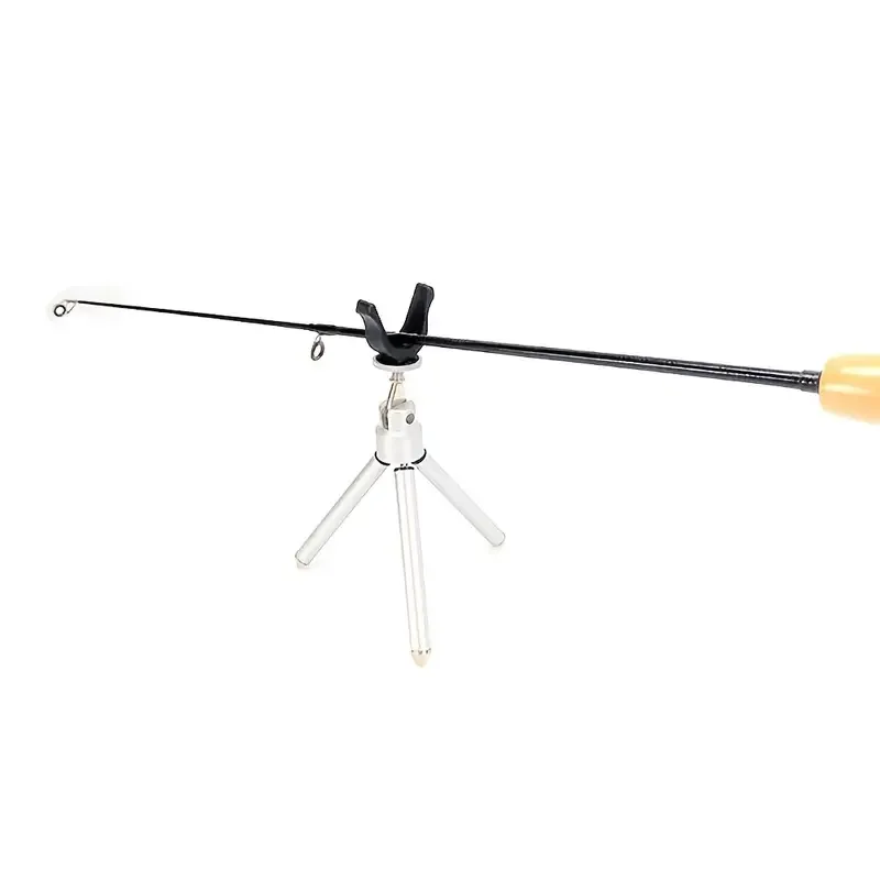1pc Folding Ice Fishing Rod Holder, Telescopic Tripod Fishing Rod Rests, Winter Ice Fishing Pole Support Stand Tackle Tools Fish