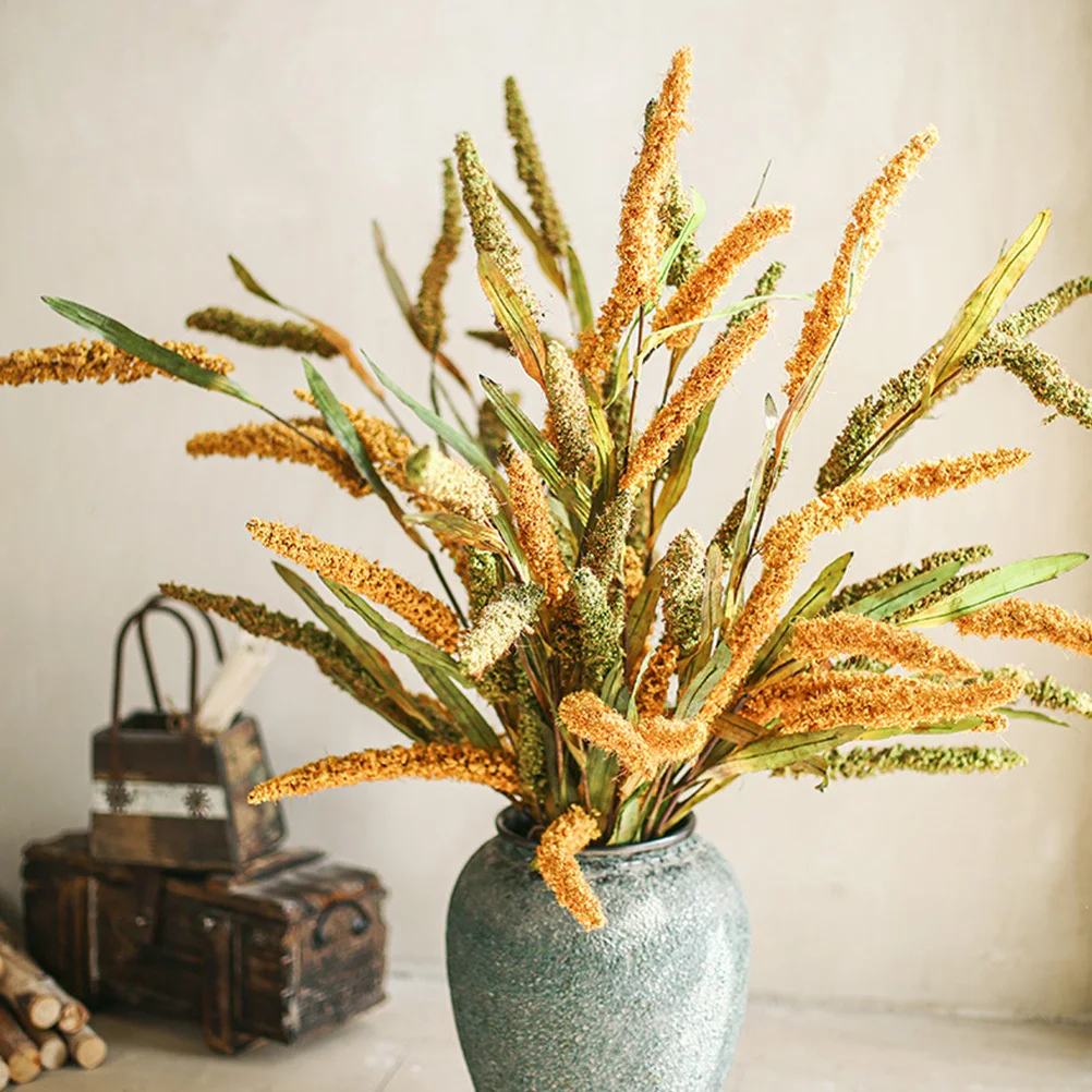 

Artificial Wheat Ears Stalks Dried Wheat Decor Full Leaves Realistic Material Natural Brighten Home Indoor Outdoor Use