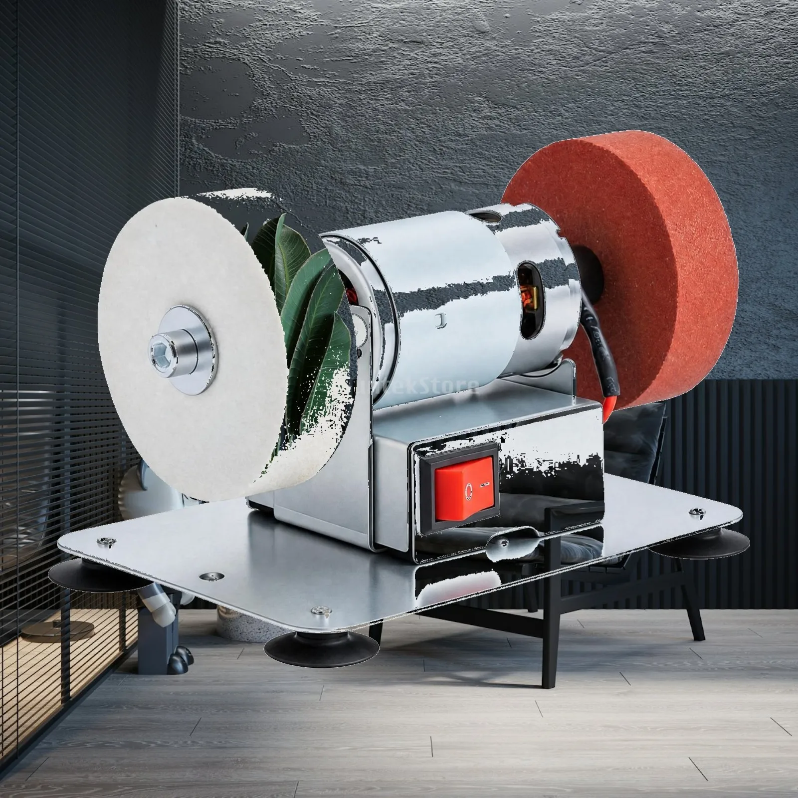 Compact Electric Grinding Machine Bench with Two Wheels for Polishing Sharpening and Surface Finishing Projects