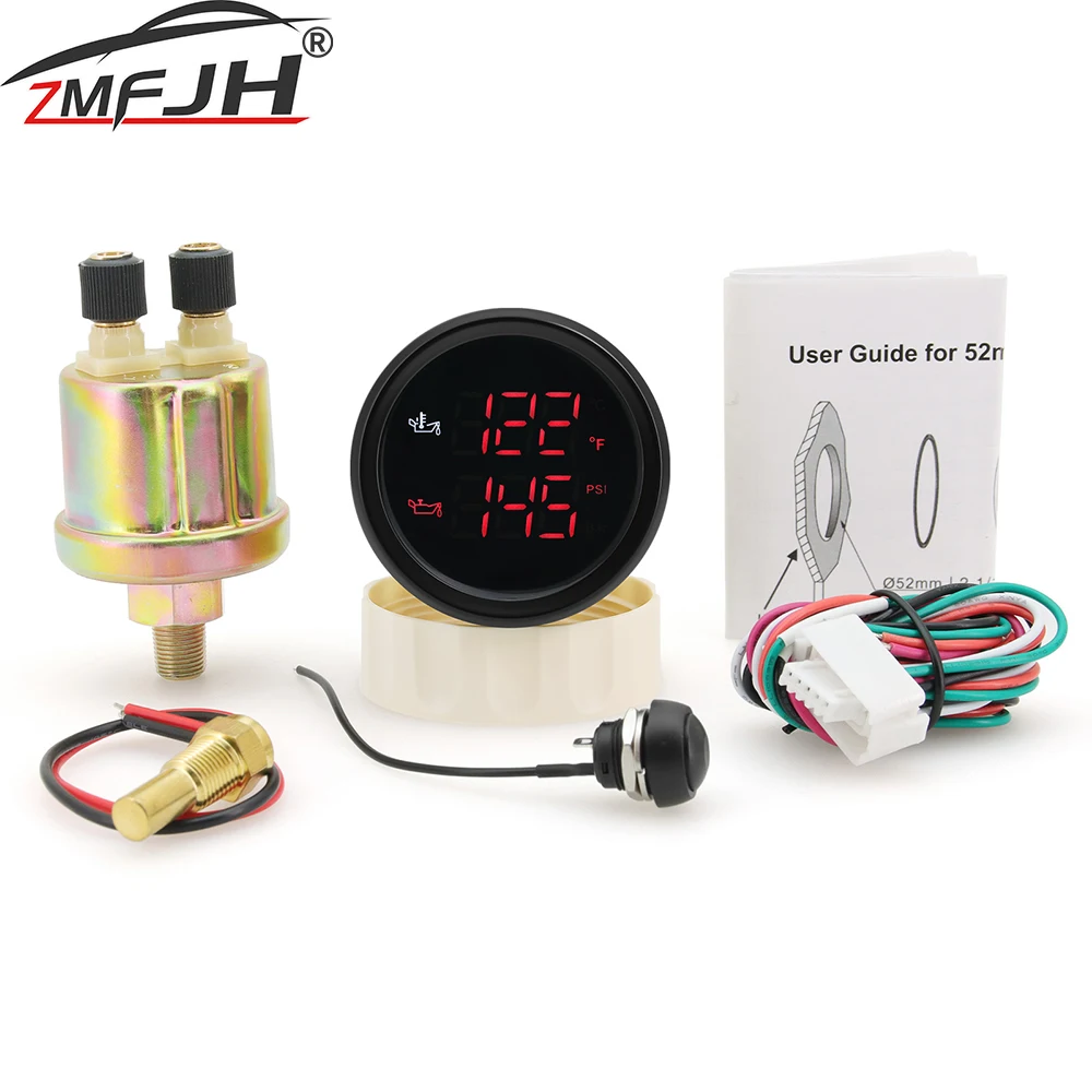 Digital 2 in 1 Gauge Oil Temp Oil Pressure With Alarm 2