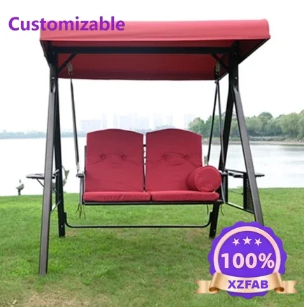 Factory Direct 2026 Nordic 3 Seat Swing Chair Adult Furniture Outdoor Convertible Canopy Garden Patio Swings