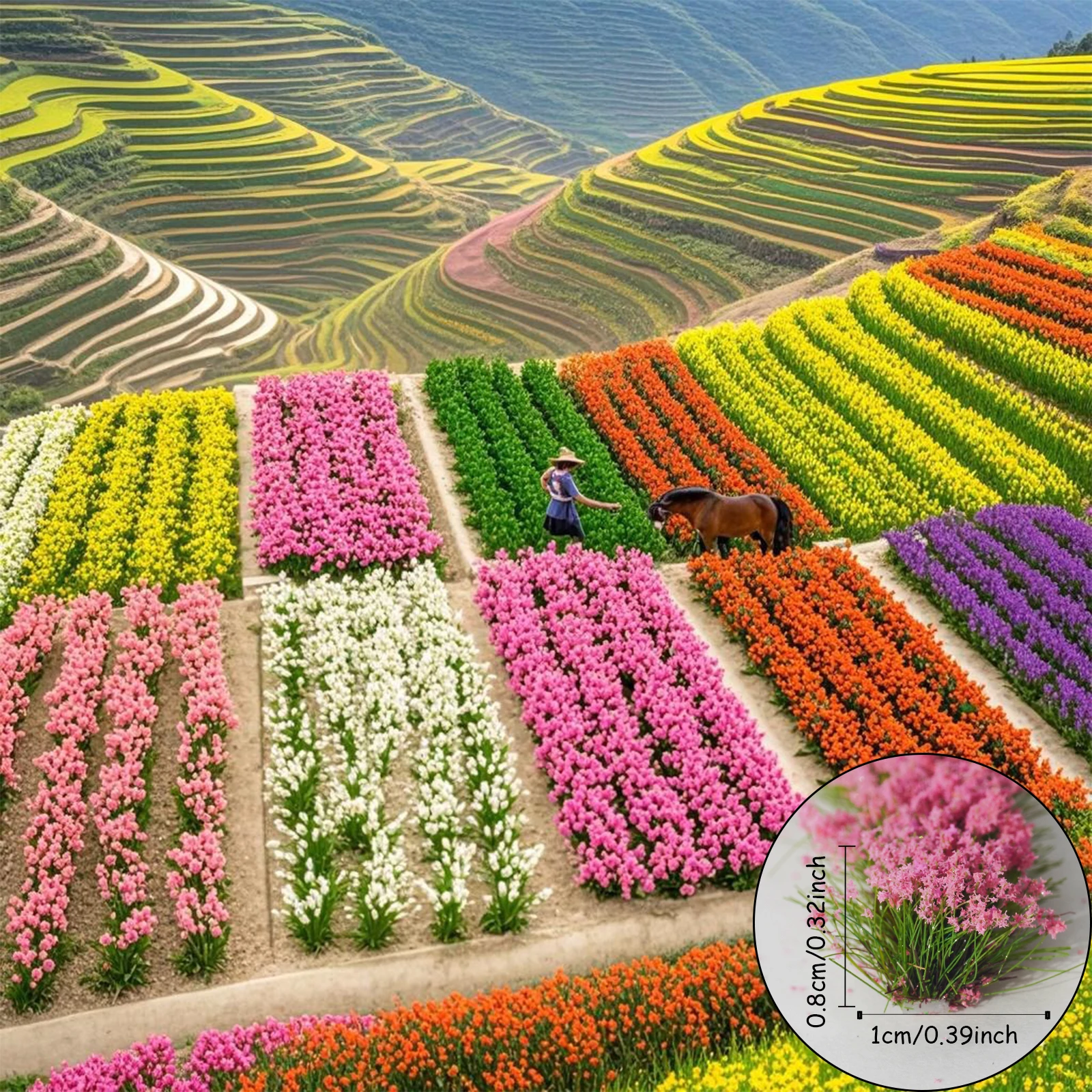 

8mm Miniature Long Flower Clusters - DIY Scenery Accessories for Model Train Wargame Diorama