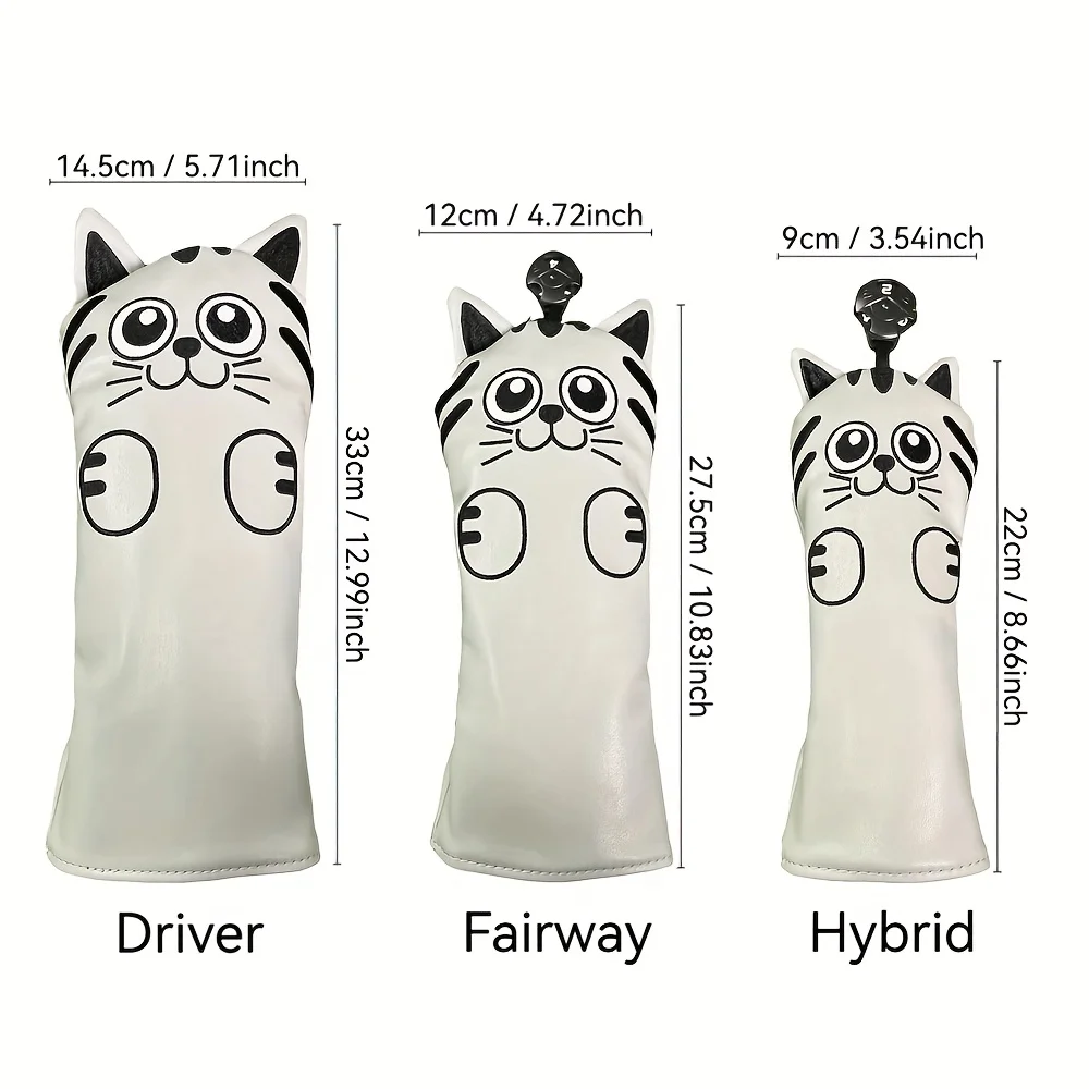 Cute Cat Golf Club Head Cover - Adorable Feline Face with Eyes & Nose, Dust-Proof Club Protector, Compatible with All Golf Clubs image 6