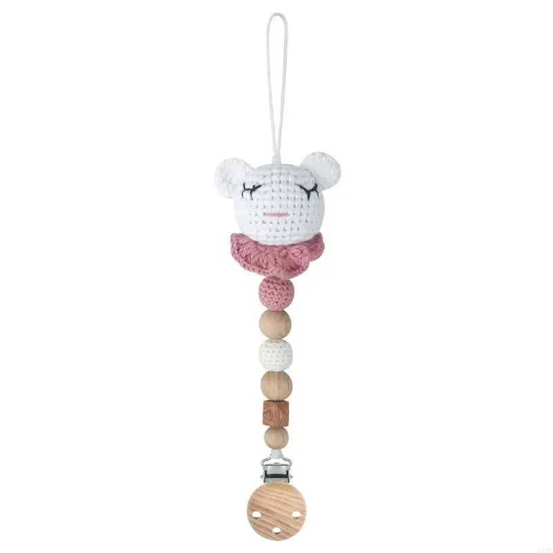 

24be Animal Pacifier Clip для мальчика девочки для девочки ручной работы вязаной крючко