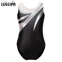 Girls Gymnastics Swimsuit for Ballet Dancing Mesh Splice Ballet Athletic Bodysuit Dancewear Artistic Skating Dance Unitards