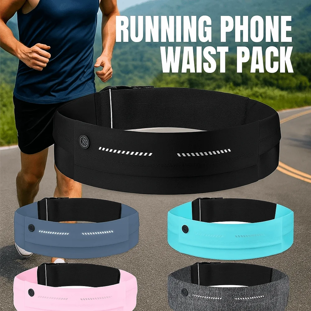 Ultra-Thin Sport Mobile Waist Bag Close Fitting Night Reflection Running Waist Bag Breathable Large Capacity Sports Phone Bag