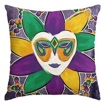 

Carnival Flower-De-Luce Throw Pillow Cover, Holiday Cushion Cover Sofa Decoration Linen Square 45x45 pillow case