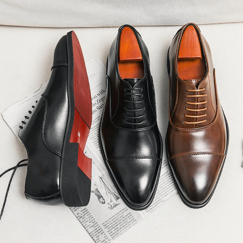 Red Sole Men Shoes Black Brown Oxfords Square Toe Lace-up Wedding Shoes for Men with  Men Shoes