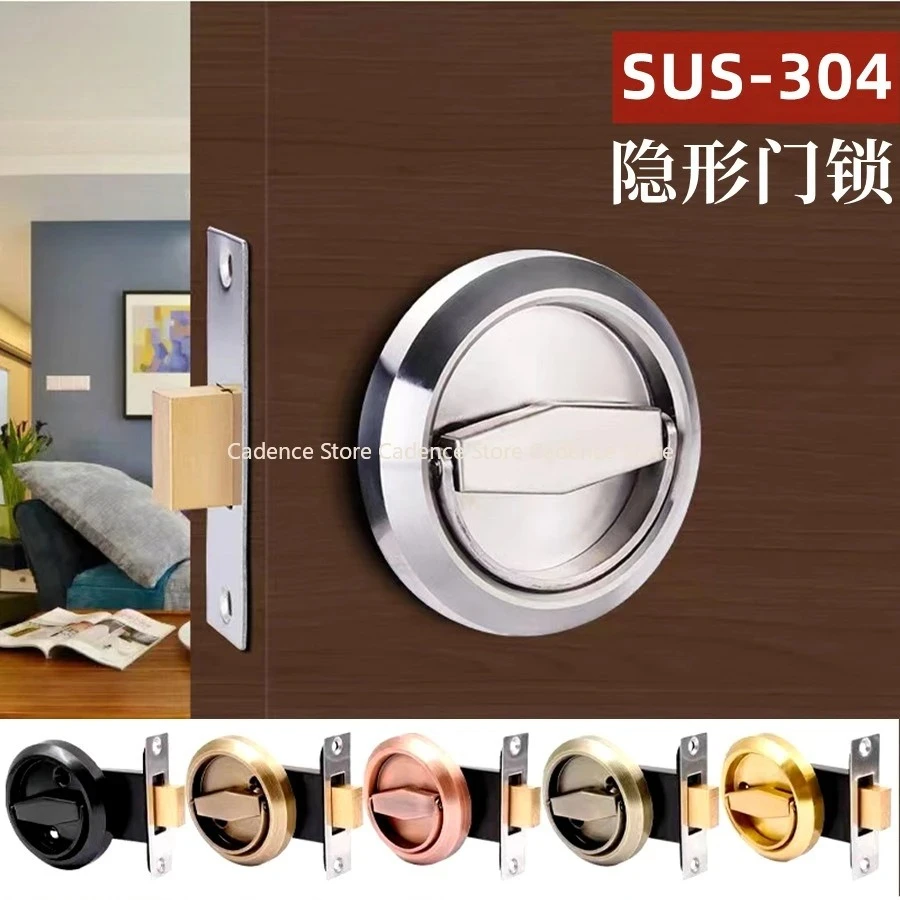 

Hidden Door Locks 304 Stainless Steel Handle Recessed Invisible Keyless Mechanical Outdoor Lock For Fire Proof Home Hardware