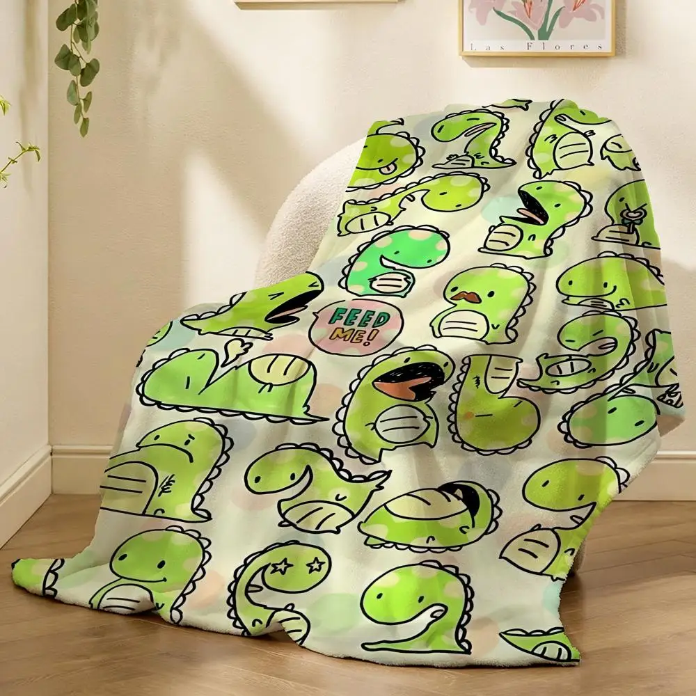 

Cute Dinosaurs Throw Soft Flannel Throw Blanket, Lightweight Breathable Summer Nap Blanket For Sofa Home Travel Cozy Decor