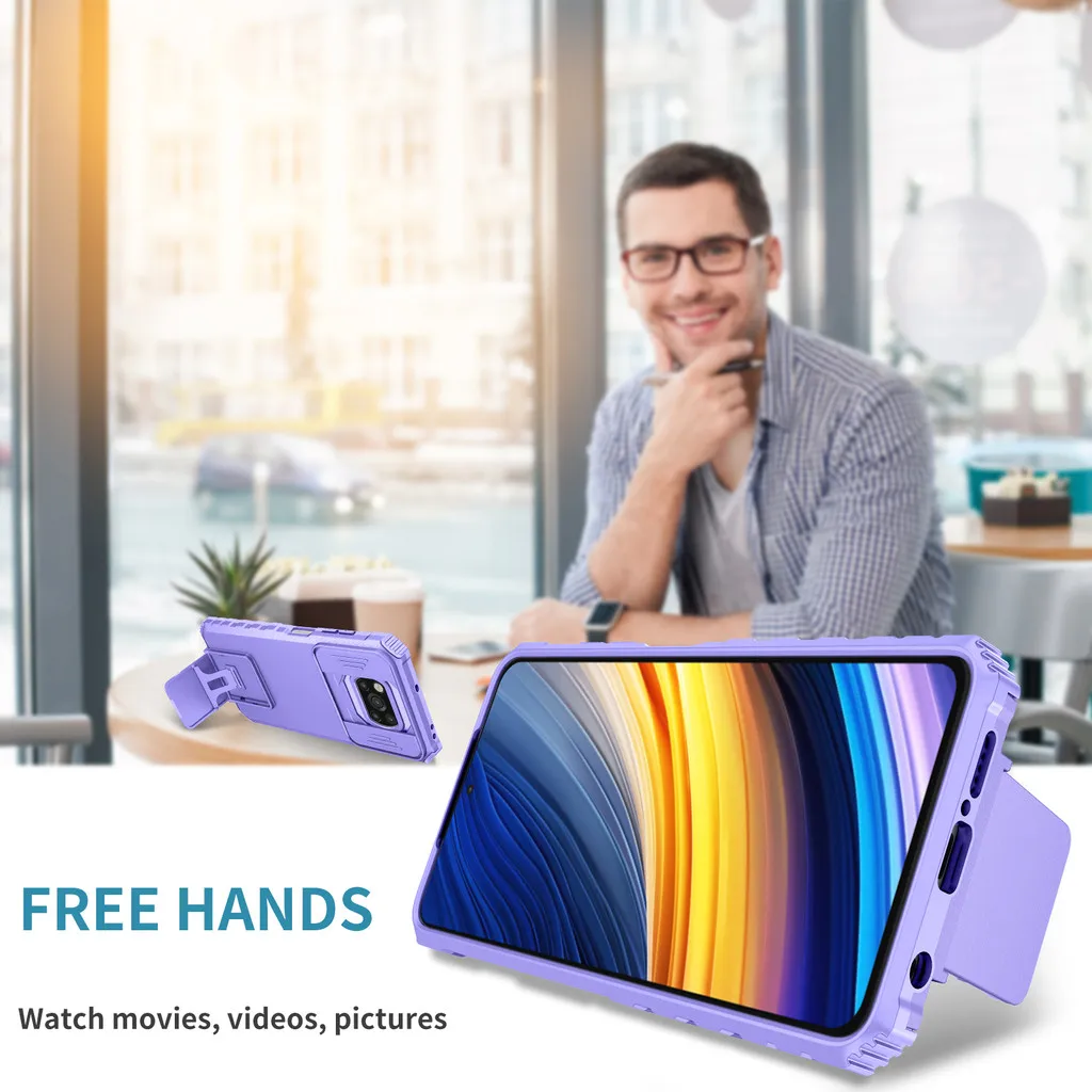 Shockproof Armor Slide Lens Case For Xiaomi Redmi Note 14 4G 5G Window Stand Case Back Cover for Redmi Note 14 Pro 5G 4G Global