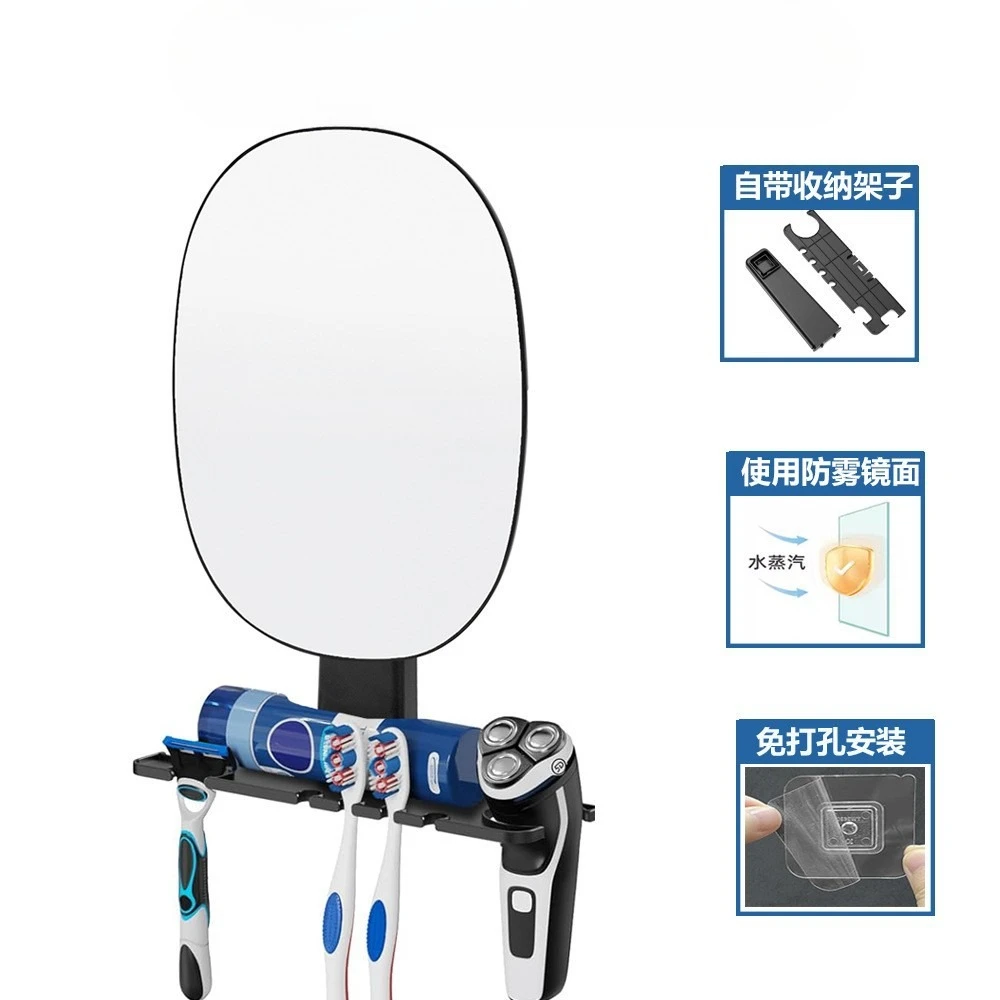 LED Shaving Mirror Fogless Wall Mounted with Shaver Holder Bathroom Anti-Fog Shower Bathroom Organizer Men Grooming New YearGift
