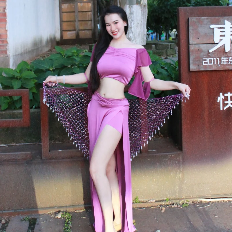 

Новая профессиональная тренировочная одежда BellyDance, женский сексуальный темпераментный костюм для выступлений, тренировочная одежда для восточных танцев для взрослых