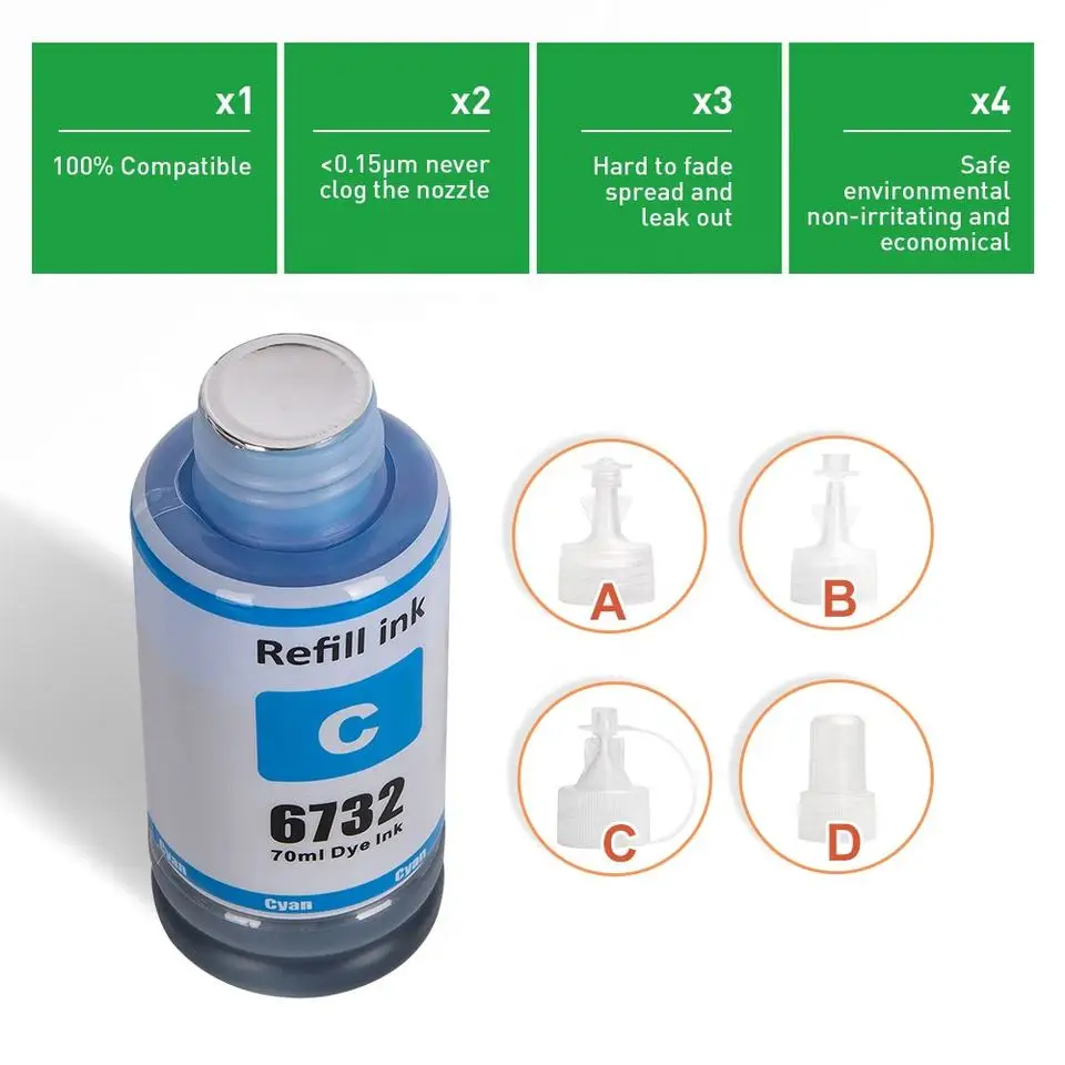 Karina.G 673 T673 T6731 Premium Color Compatible Bottle Refill Tinta Eco Encre Ink for Epson L800/L805/L810/L850/L1800 Printer