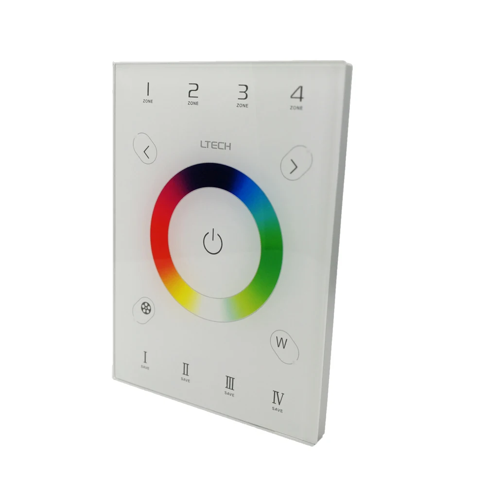 LTECH New UX8 Led RGBW Controller US Wall Touch Panel 4 Zones Dimming RGB Strip Control RF 2.4G&DMX Dual Wireless Receiver R4-5A