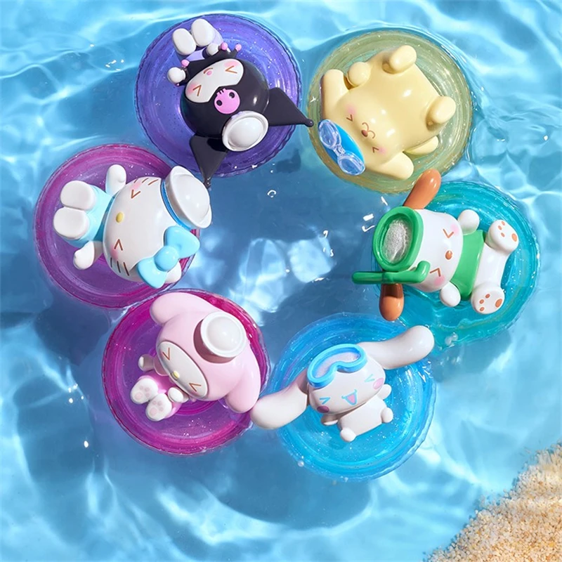 POPBEAN Swimming Ring Pompompurin Cinnamoroll Kuromi Hello Kitty Melody Pochacco Action Figure Toys Dolls Kids Christmas Gifts