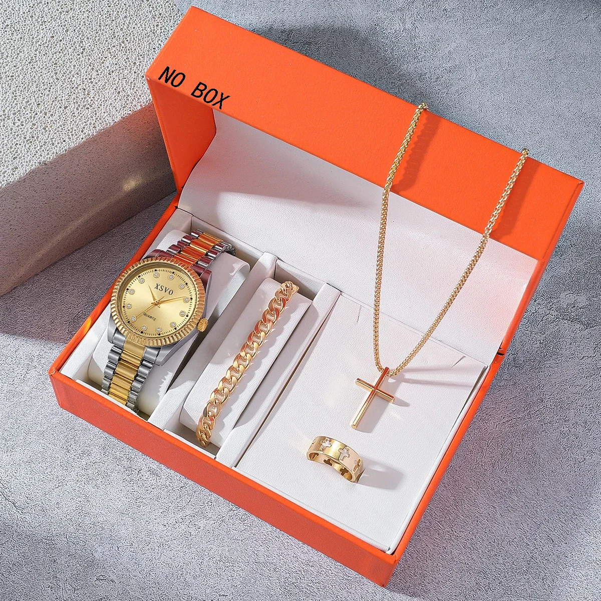 أزياء الاتجاه جولة الهاتفي سبيكة المواد المرأة كوارتز ساعة مجوهرات 4 قطع مجموعة، مناسبة لهدايا عيد الميلاد وعيد الشكر