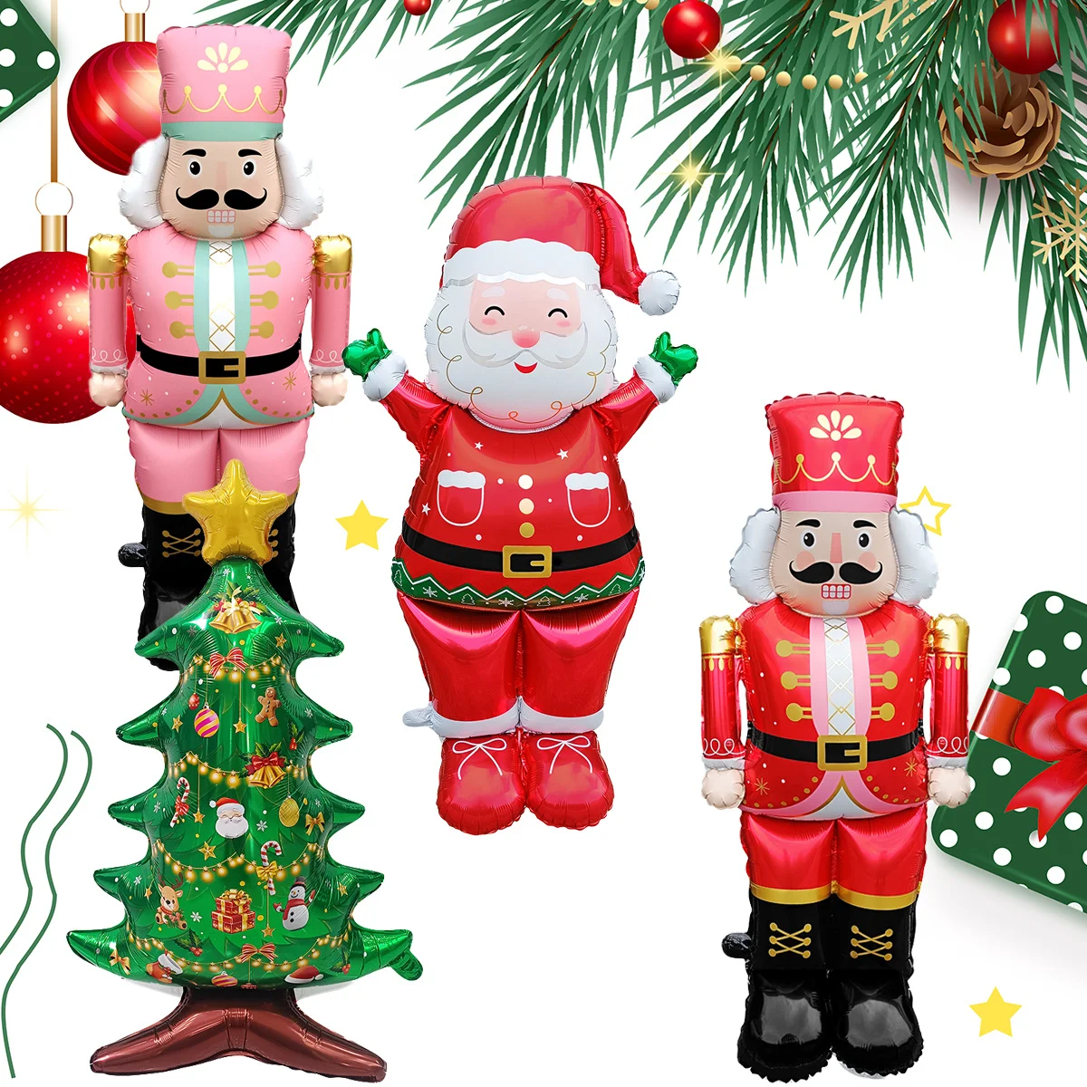 1 Stück 48 Zoll Ständer Sockel Weihnachtsthema Weihnachtsmann Huatou Armee Baumform Folienballons Weihnachtsdekorationen Navidad 2026