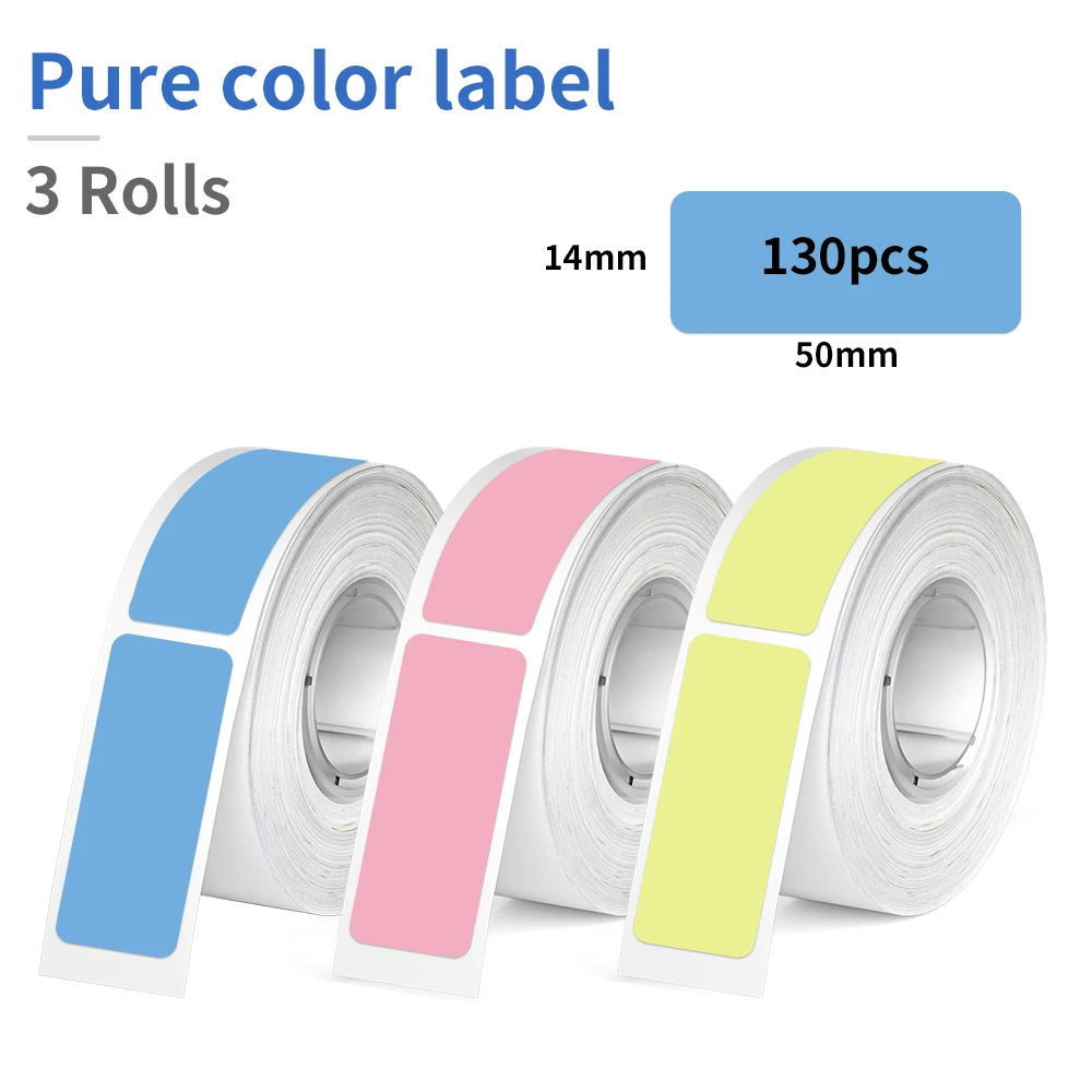 ورق ملصقات ذاتية اللصق بألوان صلبة مختلطة Phomemo ، D30 ، Q30 ، Q30S ، طابعة ، 3 لفات ، مقاوم للدموع ، ماء ، مقاوم للزيت ، لاصق