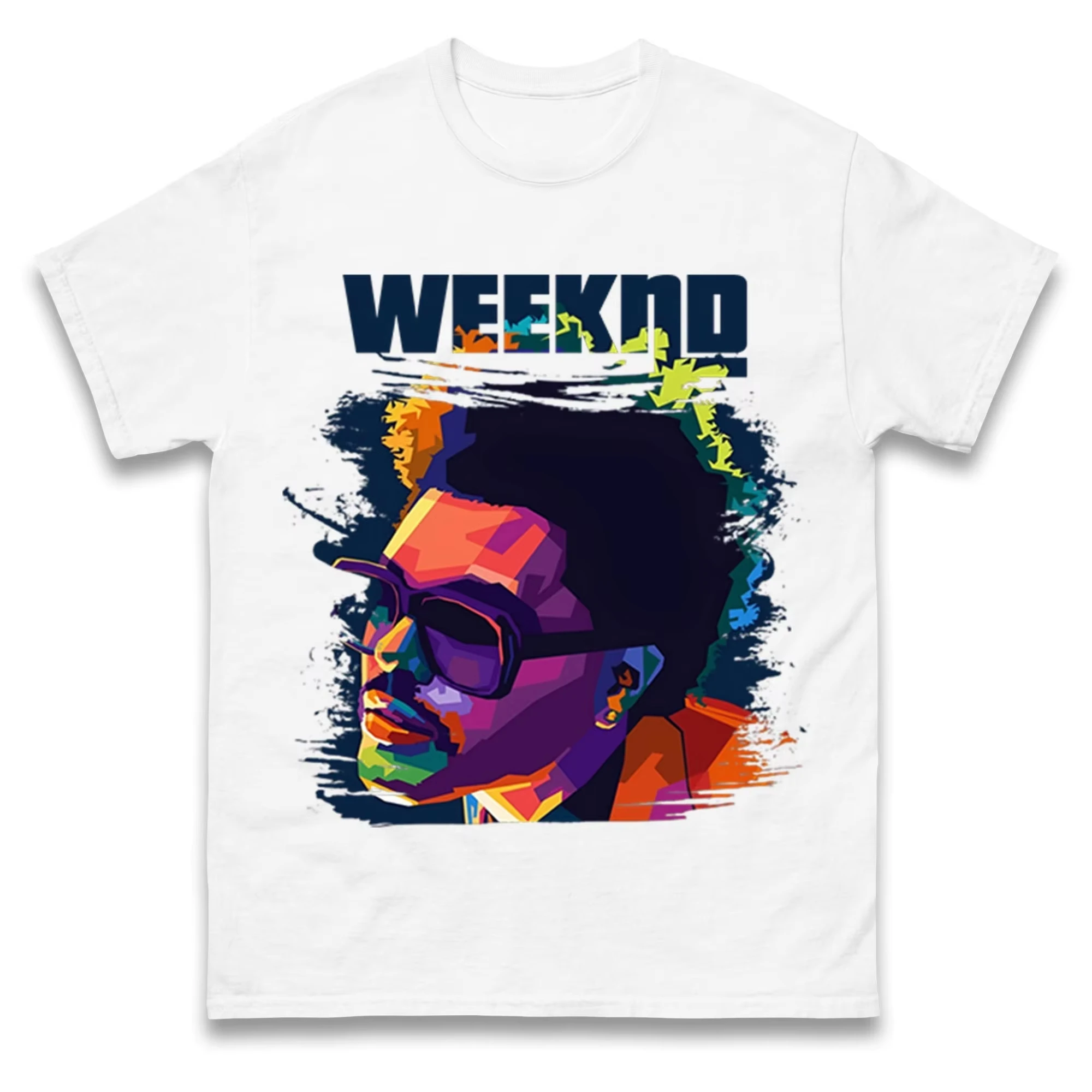 Unisex Vintage Casual Cotton Short Sleeve Top With The Weeknd Color Pop Art Portrait Print For Music Fans Women And Men T-Shirt