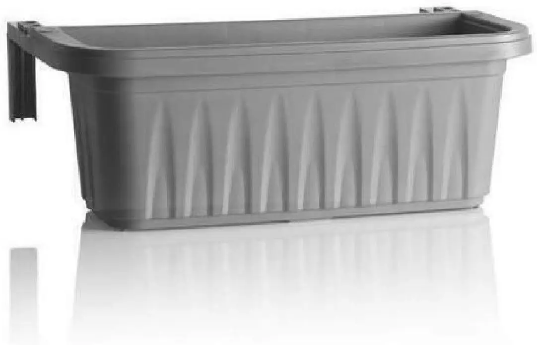 

20-дюймовое регулируемое кашпо для перила из серого пластика, идеально подходит для декора улицы и демонстрации растений