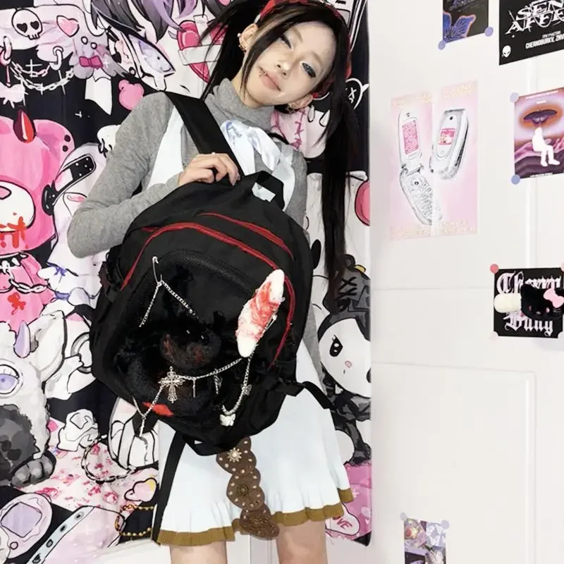 Dark Gothic Schoolbag Y2k All-match Niche Casual Bags Subculture Large Commuter Backpack Spider Leisure Minority Backpack