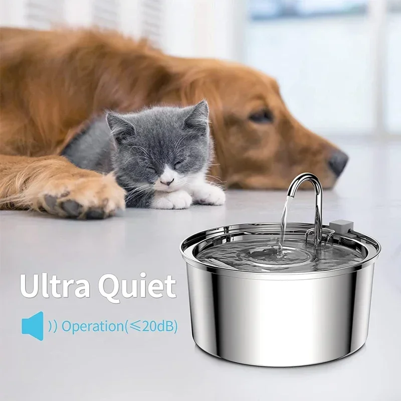 القط نافورة مشروبات تصفية دورة التلقائي 304 الفولاذ المقاوم للصدأ كتم الذكية المياه الشرب موزع مضخة للحيوانات الاليفة شرب السلطانية