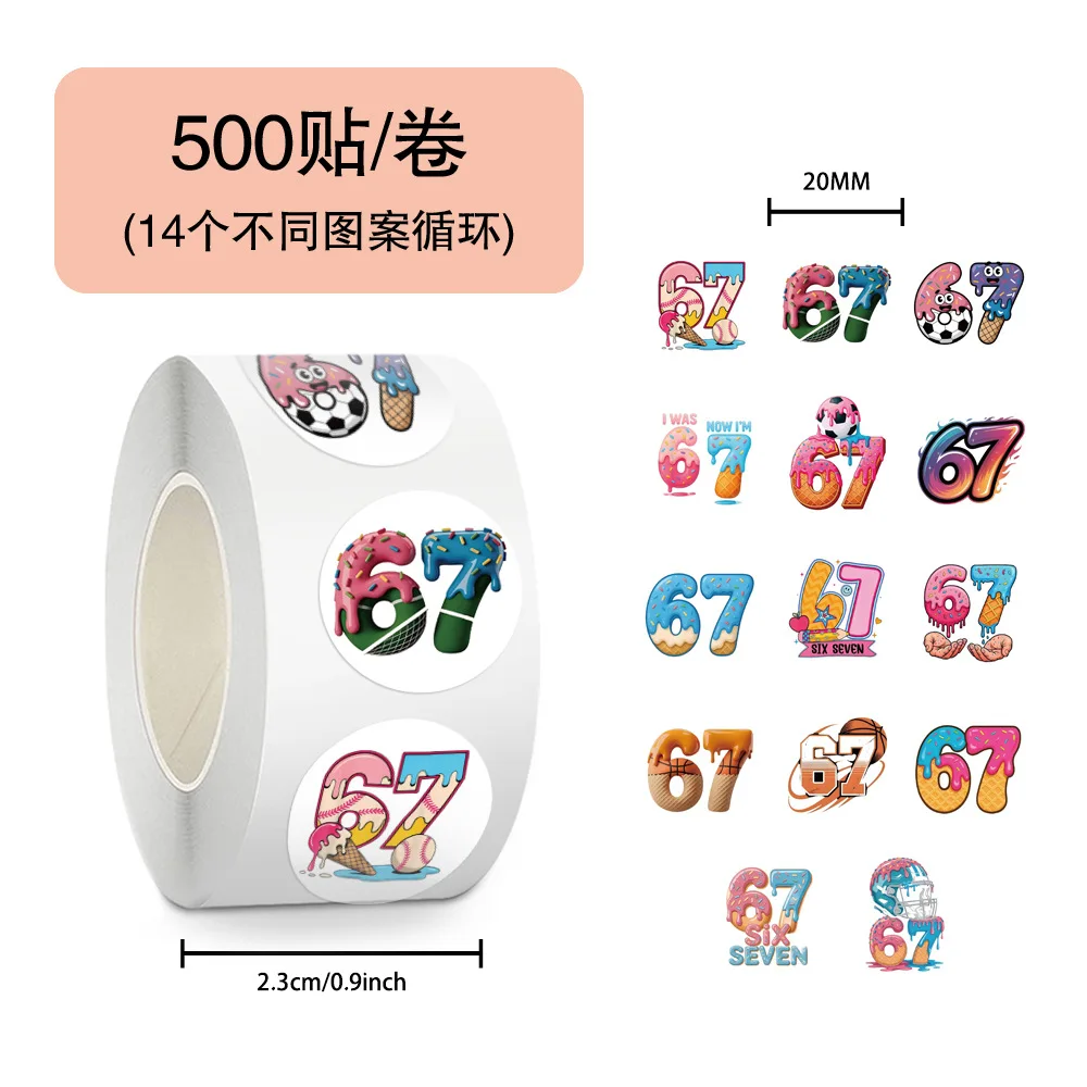 500 Stück/Rolle Sechs-Sieben-Rollen-Aufkleber Graffiti Lustige Anime-Aufkleber DIY Spielzeug Laptop Handy Gepäck Kühlschrank Auto Wasserdicht Kindergeschenke