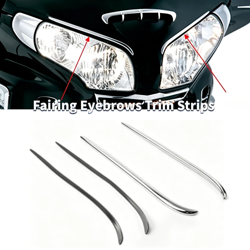 For Honda Goldwing GL1800 2001-2010 Fairing Eyebrows Trim Strips Chrome ABS Motorcycle Headlight Bezel Decorative Accessories