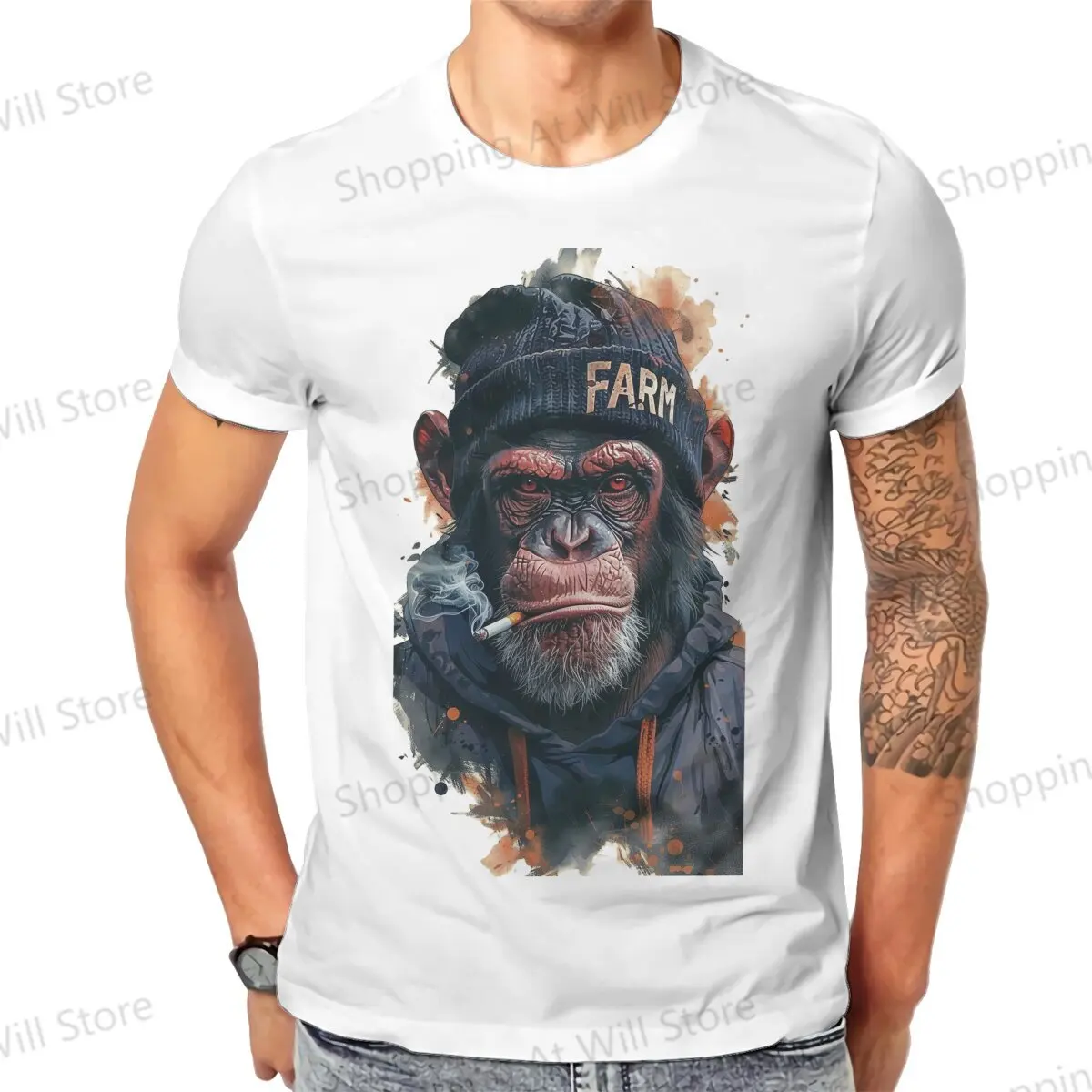 Горячая распродажа летом, Футболки унисекс, мудрые обезьяны, курительная обезьяна, новинка, крутая футболка, уличная одежда, S-6XL