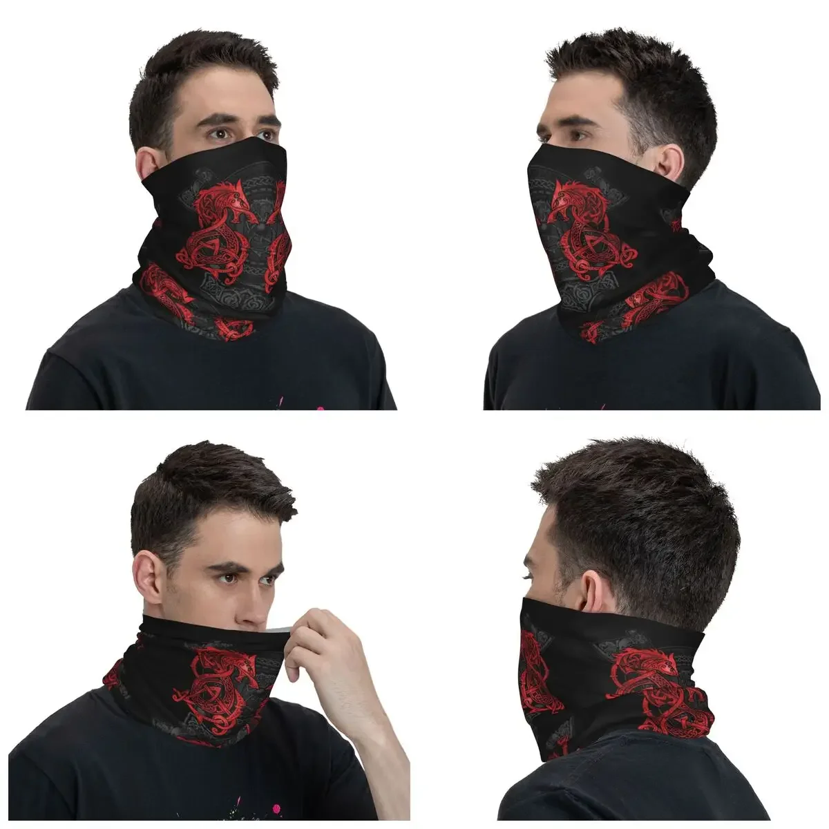 Fighting Fenrir Neck Gaiter Women Men UV Protection Winter Viking Nordic Monster Wolf Bandana Scarf for Hiking