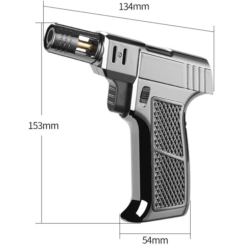 Outdoor Windproof Butane Gas Turbo Metal Lighter High Fire Handheld Turbine Torch Portable Cigar Lighter Kitchen Welding Tool