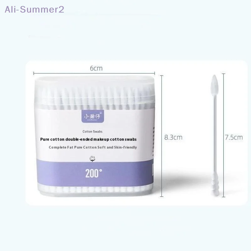 100/200 قطعة مزدوجة الرأس متعددة الأغراض وكيل الفلورسنت الحرة تنظيف حفائظ أعواد قطنية الطفل التمريض لوازم الطفل أعواد قطنية #6