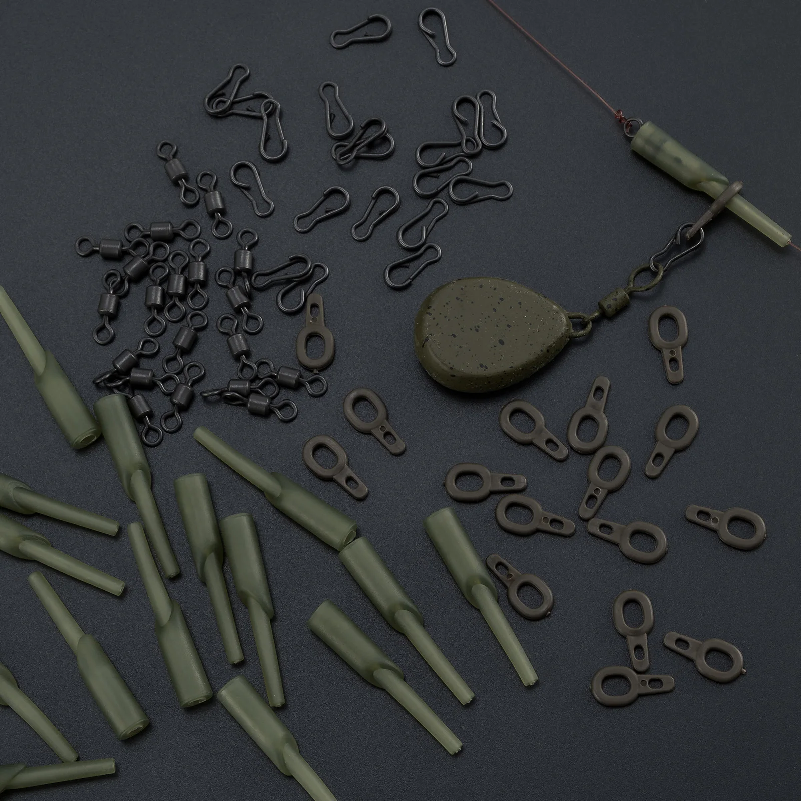 Kit accesorios pesca carpa – Anillas, clips y aparejos ángulo en goma - imagen 5